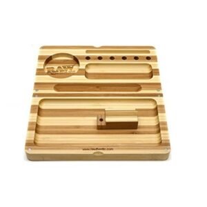 RAW Bambo Black Flip Rolling Tray w/Magnet