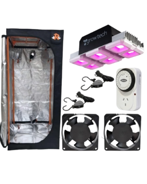 KIT INDOOR Carpa 60X60 + Growtech 300W + Timer + Poleas + 2 Coolers (12%OFF transf. o efect)