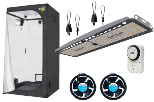 kit indoor 100x100 con Q300, poleas de metal, coolers de 6 y timer mecanico