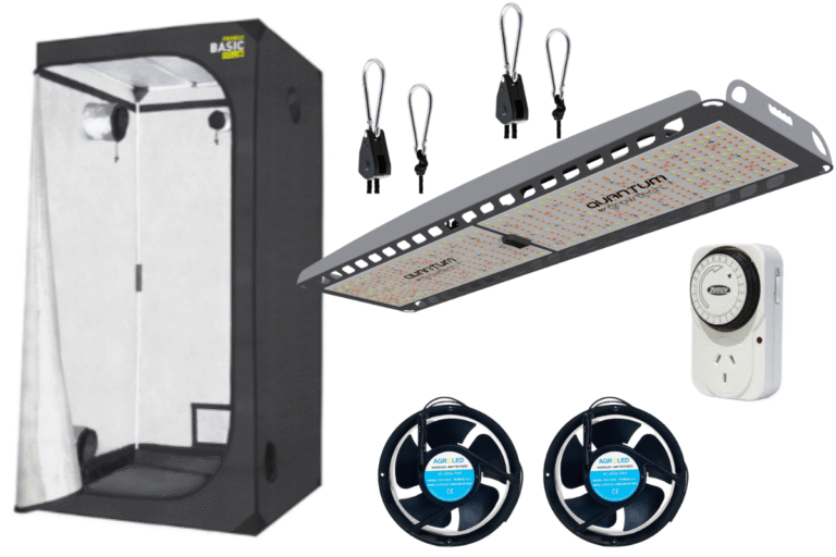 kit indoor 100x100 con Q300, poleas de metal, coolers de 6 y timer mecanico