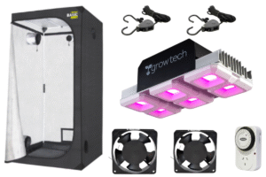 carpa gargen high pro 80x80x160, growtech 300w full spectrum, poleas , coolers y timer mecanico