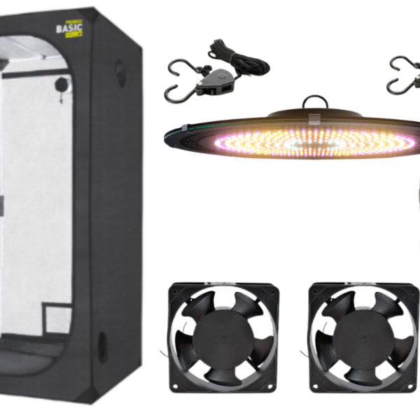 Kit de Cultivo Indoor Carpa Ratio 80x80 + Led Orbiter Evolution 120W + Timer + Poleas + 2 Coolers