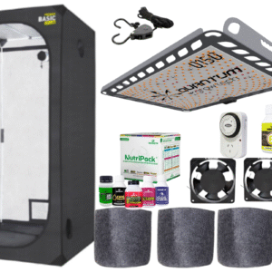 kit indoor completo, carpa 80x80x160, leds grow tecg Q150, poleas, timer mecanico, nutripack, geotextiles de 15L, medidor de ph y ph-