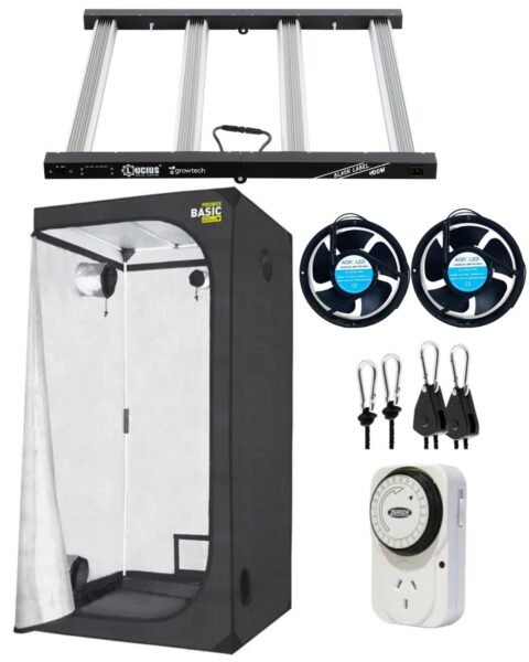 Kit de Cultivo Indoor Carpa 120x120 + Led Lucius 400W + Timer + Poleas + 2 Coolers