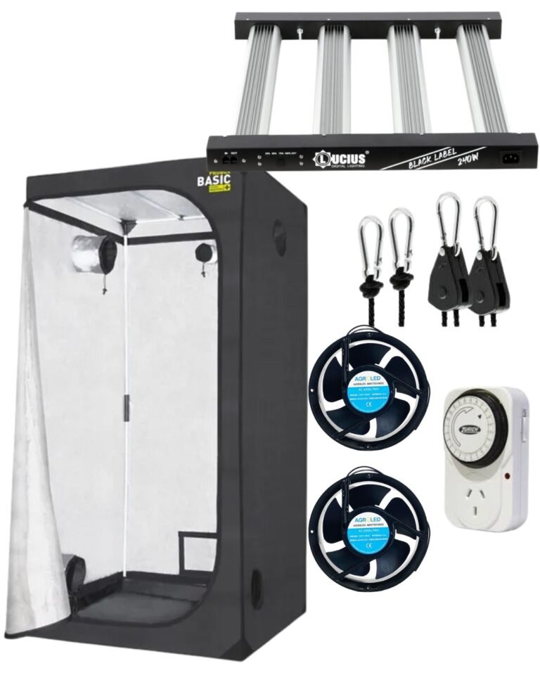 Kit de Cultivo Indoor Carpa 100x100 + Led Lucius 240W + Timer + Poleas + 2 Coolers