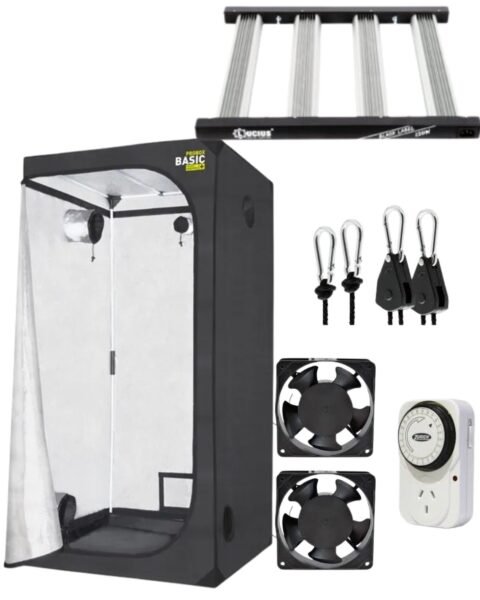 Kit de Cultivo Indoor Carpa 80x80 + Led Lucius 120W + Timer + Poleas + 2 Coolers