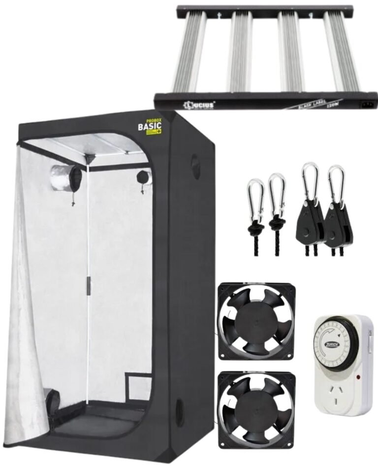 Kit de Cultivo Indoor Carpa 80x80 + Led Lucius 120W + Timer + Poleas + 2 Coolers