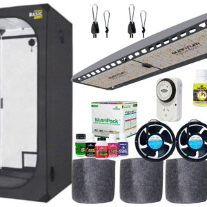 kit indoor completo, carpa 100x100x200, leds grow tecg Q300, poleas, timer mecanico, nutripack, geotextiles de 15L, medidor de ph y ph-