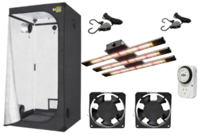 kit indoor 80x80x160, led mars 153e, poelas ,coolers de 4, timer mecanico
