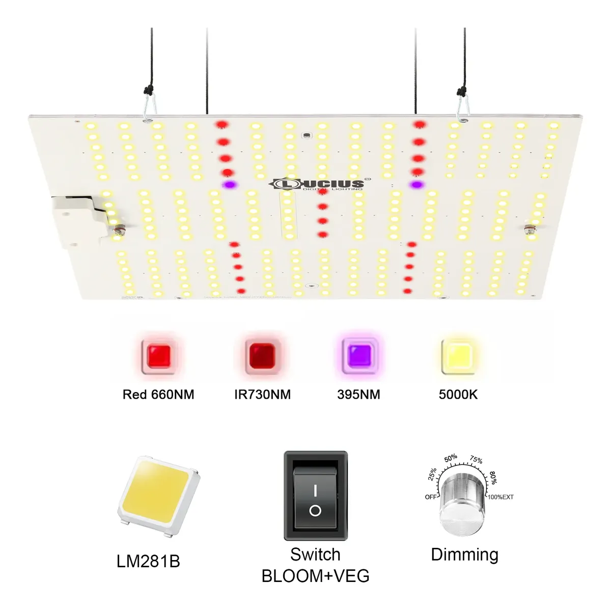 Panel Led Cultivo Lucius 120w Quantum Bloom Uv Ir Samsung - Imagen 3